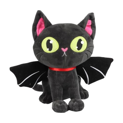 Kbnuetyg Plüschspielzeug Halloween-Katze, Plüschspielzeug 11,02 Zoll, schwarzes Fledermaus, Plüschpuppe Tiere, Plüschspielzeug für Weihnachten von Kbnuetyg