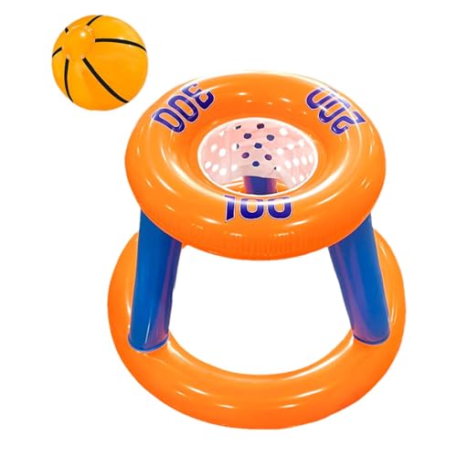 Kbnuetyg Schwimmender Basketballreifen für Pool – aufblasbarer Basketball- -Reifen, Poolspielzeug mit Ball – faltbares Wasserspielzeug, Poolspiele für Kinder, Jugendliche von Kbnuetyg