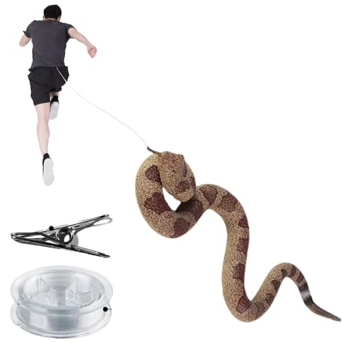 Kbnuetyg Snake Prank Toy - Clip on Snake Toy, Silicone Fake Snake Toy | Fake Snake Prank with Rope and Clamp, Snake on a Rope Chasing Prank Realistic Fake Snake for Adults Photo Props, 6 Sizes von Kbnuetyg