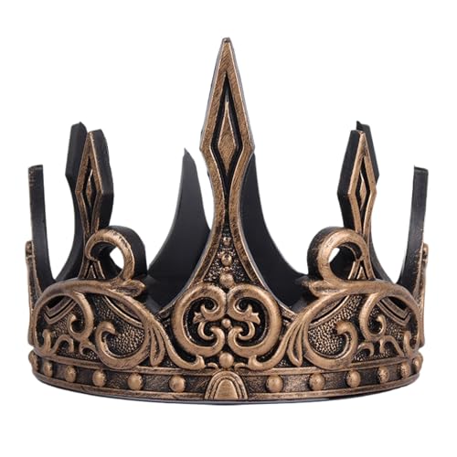 King Crown Königlicher Prinz Diadem Hut Mittelalter Krone Cosplay Zubehör für Hochzeit Ball Halloween Königskostüm Königskrone Königskrone für Männer Ba Krone von Kbnuetyg