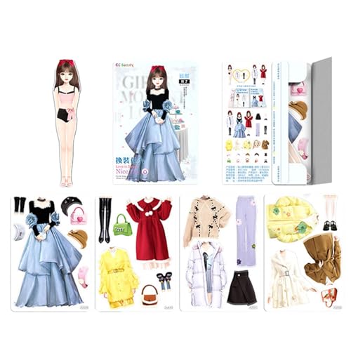 Magnetische Puppen-Anziehsets - Kostümkleid Magnetische Prinzessinnen-Papierpuppenausschnitte, Magnet-Kleidungspuzzles | Kreative Mode, Verkleiden Sich Für Den Geburtstag, Den Kindertag, 14 x 10 cm von Kbnuetyg