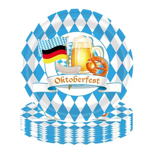 Oktoberfest-Dekorationsset, Oktoberfest-Versammlungszubehör, Oktoberfest-Geschirr-Set, 20-teilig, zum Sammeln, kariertes Design von Kbnuetyg