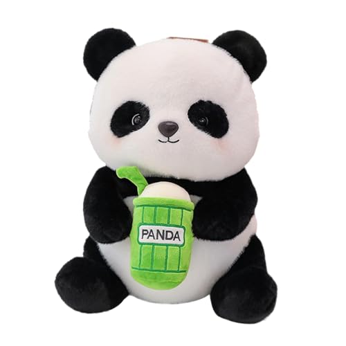 Panda Plüschtier - Niedliche Panda Plüschtiere, Dekoratives Knuddelspielzeug | Panda Puppe Plüschkissen Panda Kuscheltier Milchtee Plüsch, 9,5 Zoll Niedlich Weich Plüsch Spielzeug für Kinder von Kbnuetyg