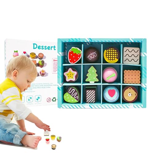 Play Food-Dessert-Set für Kinder,Pretend Play Food-Set - Kreatives Küchenkuchen-Spielset aus Holz | Kreatives Spielzeug zum Spielen mit Desserts für Zuhause, auf Reisen, in der Schule von Kbnuetyg