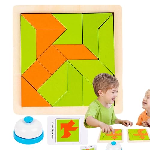 Tangrams für Kinder,Tangram-Puzzle aus Holz, Holz-Tangram-Formen-Puzzlespielzeug, Intelligenz-STEM-Spielzeug, pädagogisches Geschenk für und Mädchen, geometrisches Logik-IQ-Spiel von Kbnuetyg