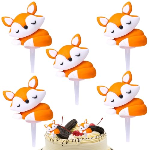 Tier-Kuchendekorationen – Tier-Kuchenaufsatz-Figuren, 5 Stück Themenparty-Dekorationen, Cartoon-Tier-Back-Dessert-Dekoration für Kinder von Kbnuetyg