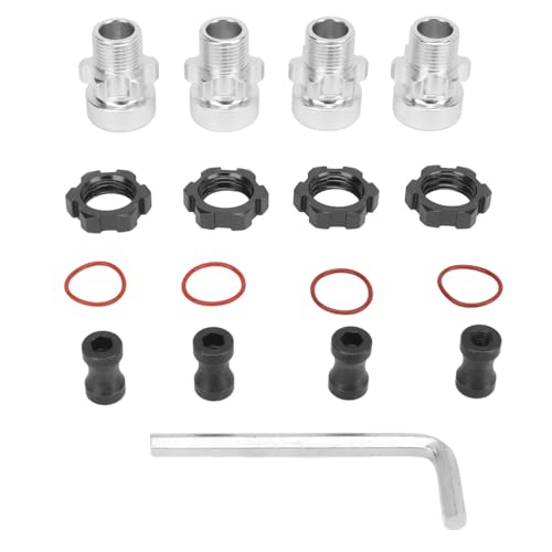 4 Stück 12 mm bis 17 mm Rad-Sechskant-Adapter, professioneller RC-Sechskant-Adapter aus Aluminiumlegierung für Traxxas Slash für Rustler für Stampede 1/10 RC-Autos (Black) von Kcabrtet