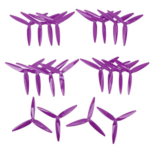 Kcabrtet 10 Paar 7040 3-Blatt-Propeller aus Polycarbonat, Leichter Ersatz-Tri-Blatt-Propeller für FPV-Drohnen (Purple) von Kcabrtet