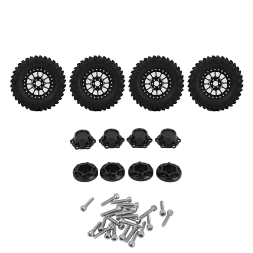 Kcabrtet 4 Stück 2,6 Zoll RC Felgen Reifen Set Aluminiumlegierung RC Crawler Felgen Reifen Typ A (Black) von Kcabrtet