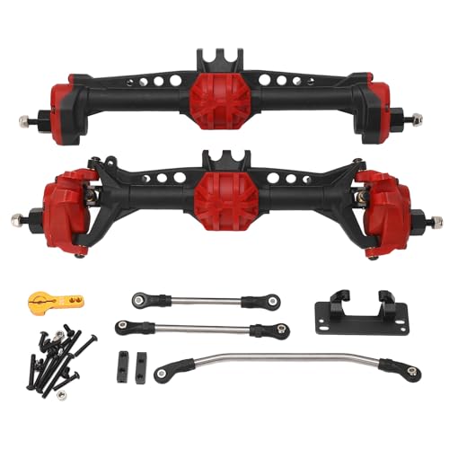 Kcabrtet Aluminium-Achsen-Upgrade-Set SCX10 II 90027 90028 90046 90047 1/10 RC Crawler Car RC-Zubehör (Red) von Kcabrtet