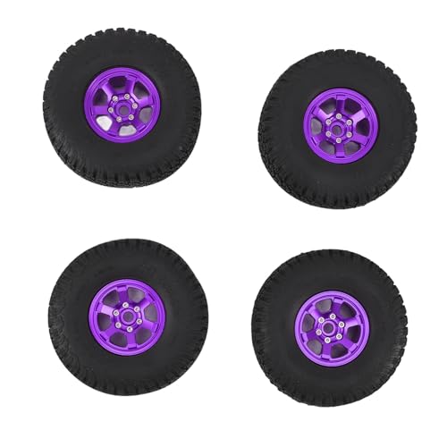 Kcabrtet RC-Autoreifen, 1,9-Zoll-Aluminiumlegierungsgummi, Starke Dämpfung, Verschleiß für SCX10 RBX10 Crawler (Purple) von Kcabrtet