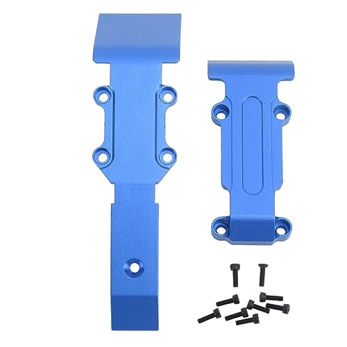 Kcabrtet RC-Car-Unterfahrschutz aus Aluminiumlegierung vorne und hinten, leichtes Design für 1/16 Revo Slash Summit (Blue) von Kcabrtet