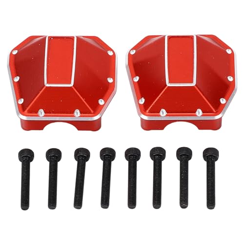 Kcabrtet RC Vordere Hinterachsabdeckung Aluminiumlegierung Vordere Hinterachsgehäuseabdeckung SCX10 PRO RC Auto Kletterstabilität (Red) von Kcabrtet