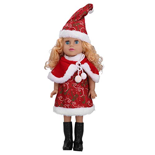 Kcabrtet Weihnachtspuppen-Set, niedliches Babyspielzeug mit lockigem Haar für Kinder, Fotografie-Requisiten, Hintergründe (Q18-208 Printed Christmas Clothes White) von Kcabrtet