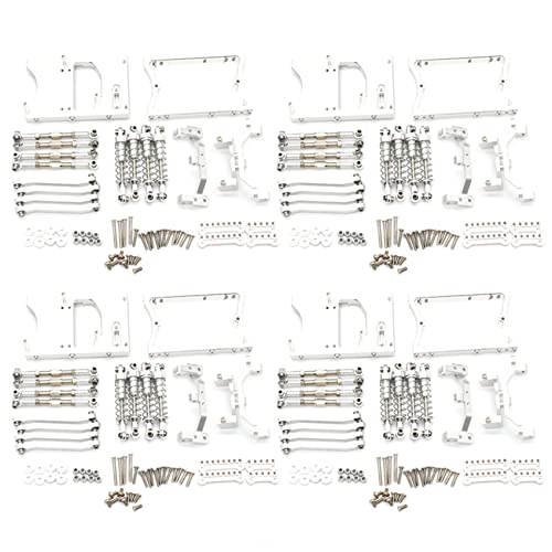 Kcvzitrds 4 zestawy Metall Gehäuse Zug Stangen Servo Feste Halterung Stoß DäMpfer für Mn D90 D91 Mn99S 1/12 Silber von Kcvzitrds