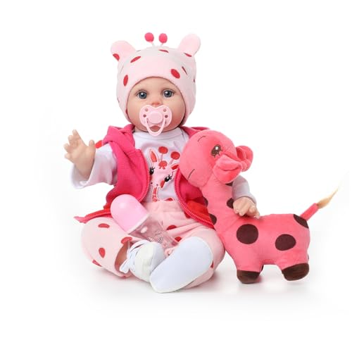 Kdudgso Lebensechte Reborn Babypuppen, 22 Zoll Realistische Silikon Babypuppe, Real Life Babypuppen Handgemachte Weiche Vinyl & Stoffkörper mit Fütterungsset Spielzeug Geschenke Sammlung Babypuppe für von Kdudgso