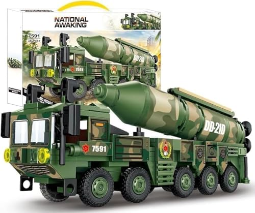 KeKeDuo Panzer Bausteine Bauset, 350 Teile Militär DF-21D Ballistic Missile Modellbausatz, Klemmbausteine Tank Konstruktionsspielzeug Kompatibel mit Andere Marken von KeKeDuo