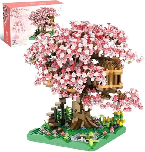 KeKeDuo Sakura Baum Bausteine Bausatz, 1200+ Klemmbausteine Modular Japanische Kirschblütenbaum Modellbausatz, Micro Bricks Konstruktionsspielzeug Nicht Kompatibel mit Großen Marken von KeKeDuo