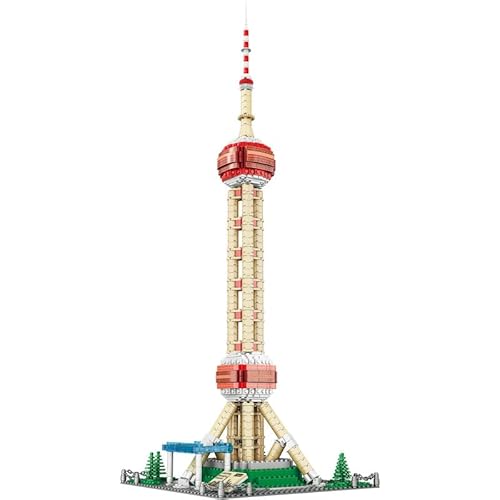 KeKeDuo Shanghai Oriental Pearl Tower Bausteine Bausatz, 998 Klemmbausteine Modular Chinesische Architektur Modellbausatz, Micro Bricks Konstruktionsspielzeug Nicht Kompatibel mit Großen Marken von KeKeDuo