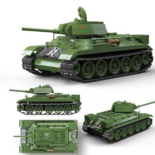 KeKeDuo Technik Panzer Bausteine Bauset, 943 Teile Militär T34/76 Mittlerer Panzer Modellbausatz, Klemmbausteine Tank Konstruktionsspielzeug Kompatibel mit Andere Marken von KeKeDuo