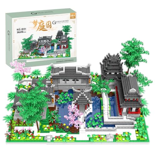 KeKeDuo Traumgarten Bausteine Bausatz, 3628 Klemmbausteine Modular Chinesische Architektur Modellbausatz, Micro Bricks Konstruktionsspielzeug Nicht Kompatibel mit Großen Marken von KeKeDuo