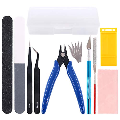 Keadic Professional Modeler Basic Tools Craft Set Hobby Building Tools Kit with a Plastic Case for Gundam Car Model Building Repairing and Fixing (Style1-14 Pcs) von Keadic