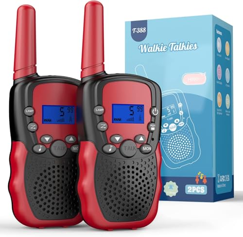 Kearui Walkie Talkie, Geschenke für mädchen Jungen Kinder ab 3 4 5 6 7 8 Jahre, 8 Kanäle Klarem Klang & VOX Funktion, für Abenteuer, Klettern, Camping - Schwarz Rot von Kearui