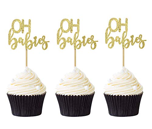 24 Stück OH Babies Cupcake-Topper, Babyparty, Geburtstagsparty, Kuchen-Picker von Keaziu