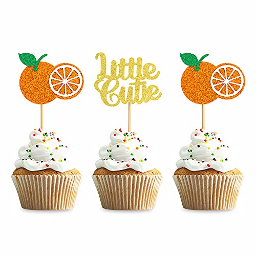 30 Stück goldene kleine süße Cupcake-Topper orange Cupcake Picks Zitrusgirlande orange Kuchen Cupcake Topper Baby Shower Geburtstag Party Supplies von Keaziu