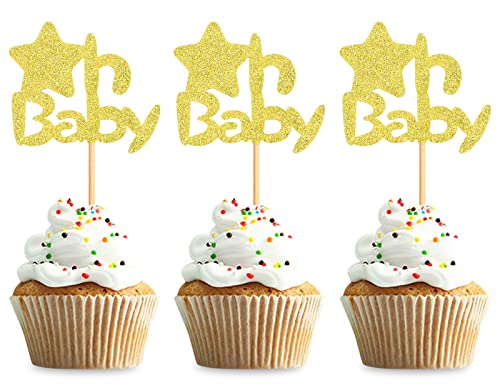 Keaziu 24 Stück Star Oh Baby Cupcake Topper Baby Shower Thema Party Dekoration Baby Gender Reveal Cupcake Picks Geburtstag Kuchen Dekorationen Supplies Gold von Keaziu