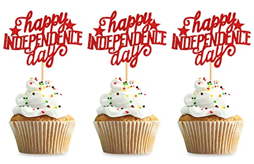 Keaziu 24 Stück Unabhängigkeitstag Cupcake Topper Unabhängigkeitstag Cupcake Picks American National Independence Day Thema Geburtstag Party Kuchen Dekorationen Zubehör Rot von Keaziu