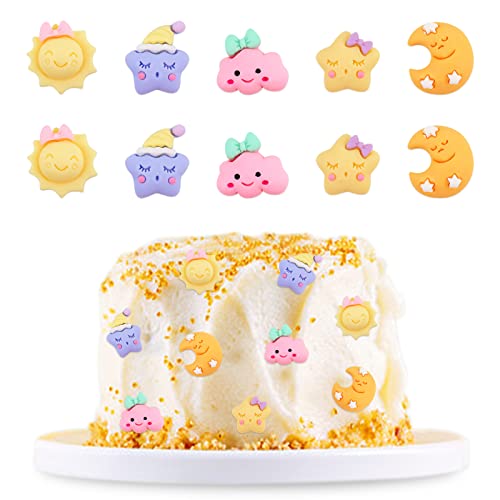 Keaziu 25 Stück Little Star Cupcake Topper Mond Wolken Sonnenschein Cupcake Picks Hochzeit Braut Baby Shower Geburtstag Party Kuchen Dekorationen Zubehör von Keaziu