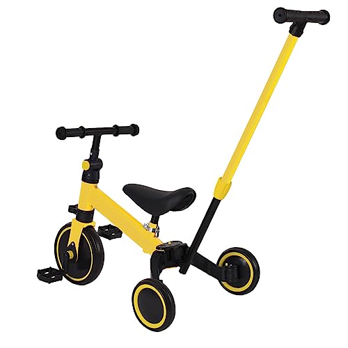 Kleinkind-Dreirad, Laufrad mit Abnehmbare Pedale, Höhenverstellbarer Sitz, Laufräder Kinderfahrrad Laufrad für Kinder (Gelb-B) von Kedia