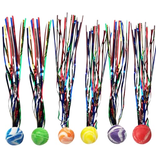 Glitzer Flummies, 20 Stück Hüpfball für Kinder, Hüpfbälle mit Farbige Bänder, für Kindergeburtstag Gastgeschenke Party Weihnachten von KedidO