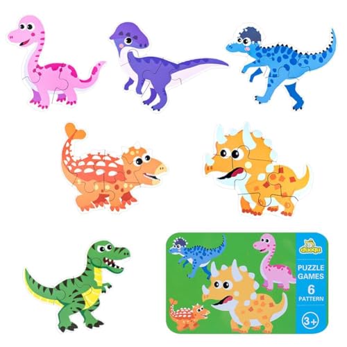 Kinderpuzzle, 6 Pack Dinosaurier Puzzlespiel für Kinder, Alter 3-6 Party Favors Pädagogisches Lernen Reise-Spielzeug für Jungen von KedidO