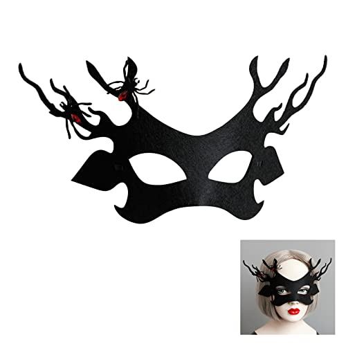Keebgyy Halloween-Spinne, Halloween-Spinnennetz-Stirnband für Frauen, Maskerade-Masken, Halloween-Halbmasken mit Schwarzer Spinne, Kostüm-Cosplay-Filz-Augenmasken für Frauen und Mädchen(#1) von Keebgyy