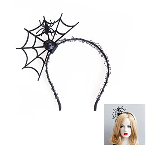 Keebgyy Halloween-Spinne, Halloween-Spinnennetz-Stirnband für Frauen, Maskerade-Masken, Halloween-Halbmasken mit Schwarzer Spinne, Kostüm-Cosplay-Filz-Augenmasken für Frauen und Mädchen(#2) von Keebgyy