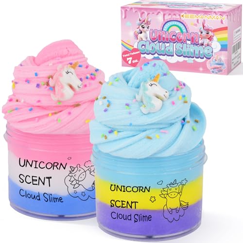 Unicorn Cloud Slime 2 Pack Scented Slime Kit Toys, Cute Preppy Stuff for Kids Girls Boys, Cool Teen Girls Birthday Gifts Party Favors Stocking Stuffers von Keemanman