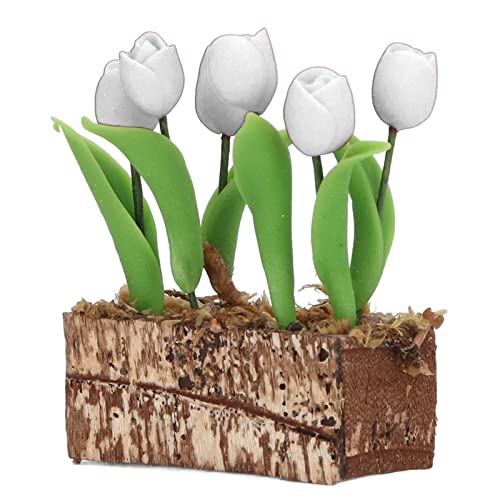 1:12 Puppenhaus Tulpen Blume, Puppenhaus Gartendekoration für Puppenhauszubehör (Weiss) Simulationsmöbel von Keenso