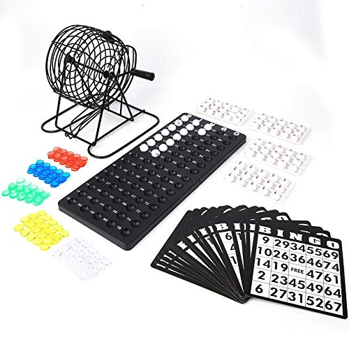 Bingo-Spielset, traditionelles Weinset Familien-Bingo-Spielset Bingo-Spiel Lucky Ball Bar Party Lotterie-Maschine für Kinder Familiengruppenunterhaltung Schach- und Freizeitsportarten von Keenso