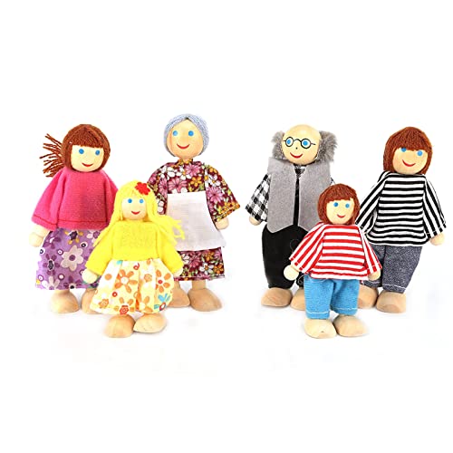 Familienpuppen-Set, Familienmitglieder-Puppen, Baby-Theaterpuppen, Zubehör für und Mädchen, Geschenke (6-köpfige Familie) von Keenso