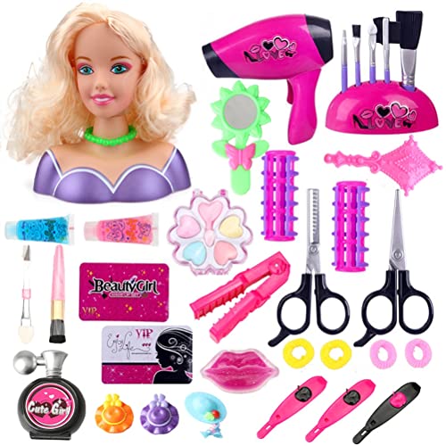 Friseursalon- und Make-up-Set, Make-up-Spielset, Rollenspiel-Haar- und Make-up-Set für Mädchen (Purple) von Keenso