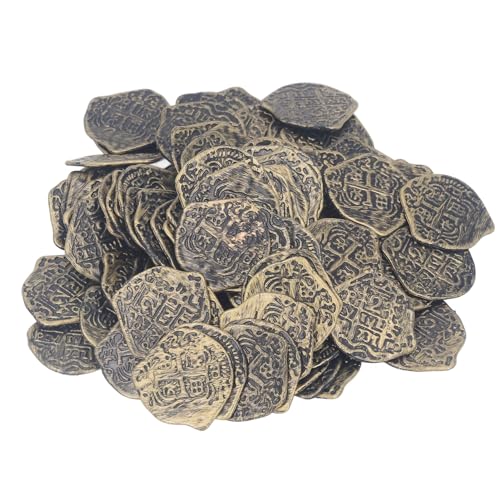 Keenso 100 Stück Piratenmünzen, St. Patrick-Münzen, Plastikmünzen, Gefälschte Spielmünzen für Halloween-Party (Bronziert) von Keenso