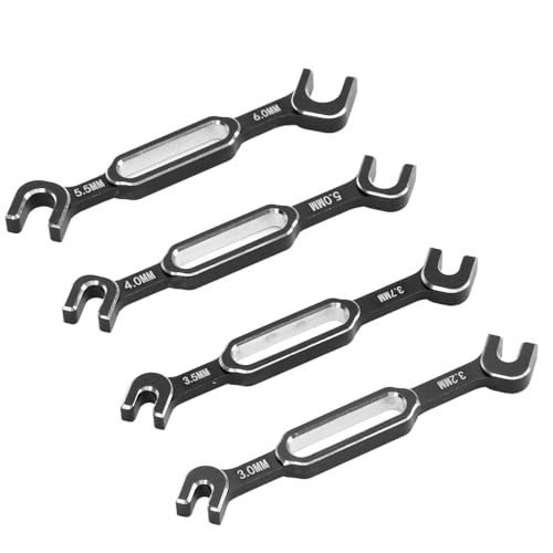 Keenso 4PCS RC Spannschlossstangenschlüssel, Kugelgelenkentferner aus Aluminiumlegierung, RC Spannschlossschlüsselsatz, für die Wartung von RC-Autos (Black) von Keenso