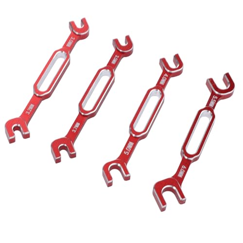 Keenso 4PCS RC Spannschlossstangenschlüssel, Kugelgelenkentferner aus Aluminiumlegierung, RC Spannschlossschlüsselsatz, für die Wartung von RC-Autos (Rot) von Keenso