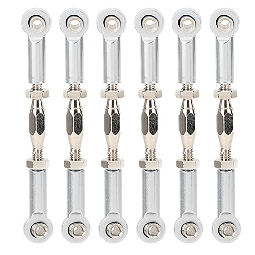 Keenso 6Pcs Aluminium Legierung Einstellbare Push Stangen Spannschloss Stange Gestänge Zubehör RC Auto Modelle Upgrade Teile (Silver) von Keenso