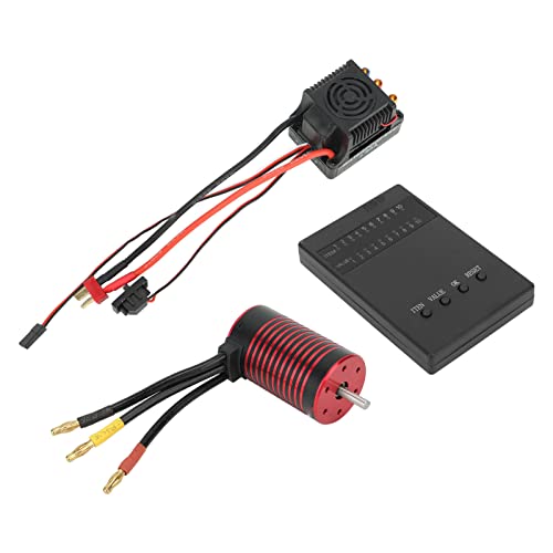 Keenso Bürstenloser Motor-ESC-Combo, Programmierkarte, Stabile Ausgangsleistung, Überhitzungsschutz, 80 A, Bürstenloser ESC für 1/8 RC-Autos (3100KV) von Keenso