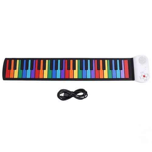 Keenso Elektronische Digitale Musik-Klaviertastatur, 49 Tasten, Roll-Piano-Spielzeug, Hand-Roll-Piano-Spielzeug für Anfänger (Bunte Schlüssel) von Keenso