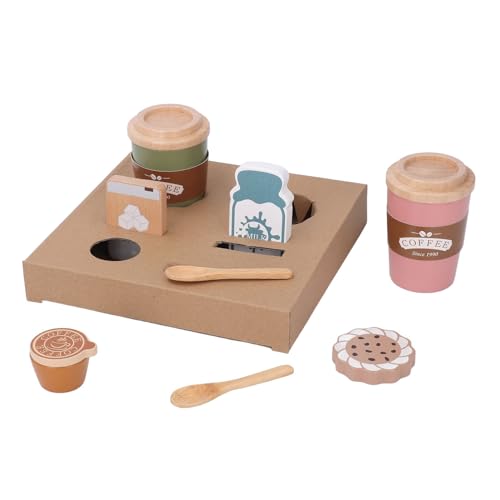 Keenso Holz-Spielzeug für Kaffeetassen, Picknick-Set mit Milch und Kaffeelöffeln, Sensorisches Lernspielset für von Keenso