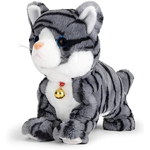 Keenso Interaktive Plüschtiere, Neuheit Sound Control Elektronische Katze Elektronische Haustiere Roboterkatze für Kindergeschenke (Gris White) von Keenso